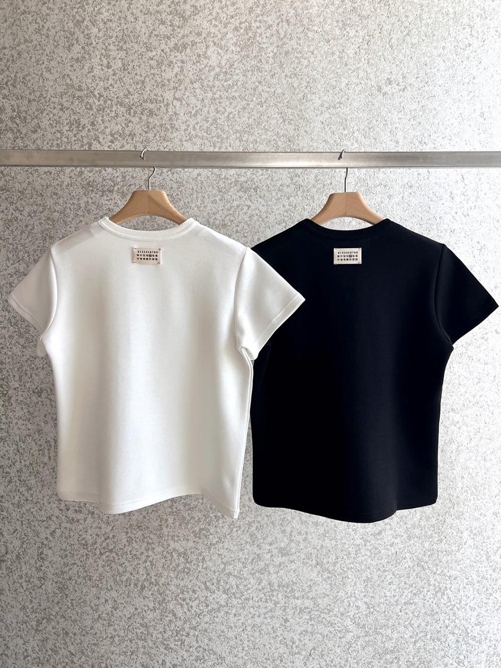 ING メゾン パッチポイント Tシャツ 無地 クルーネック レディース春トップス アイエンジオフク