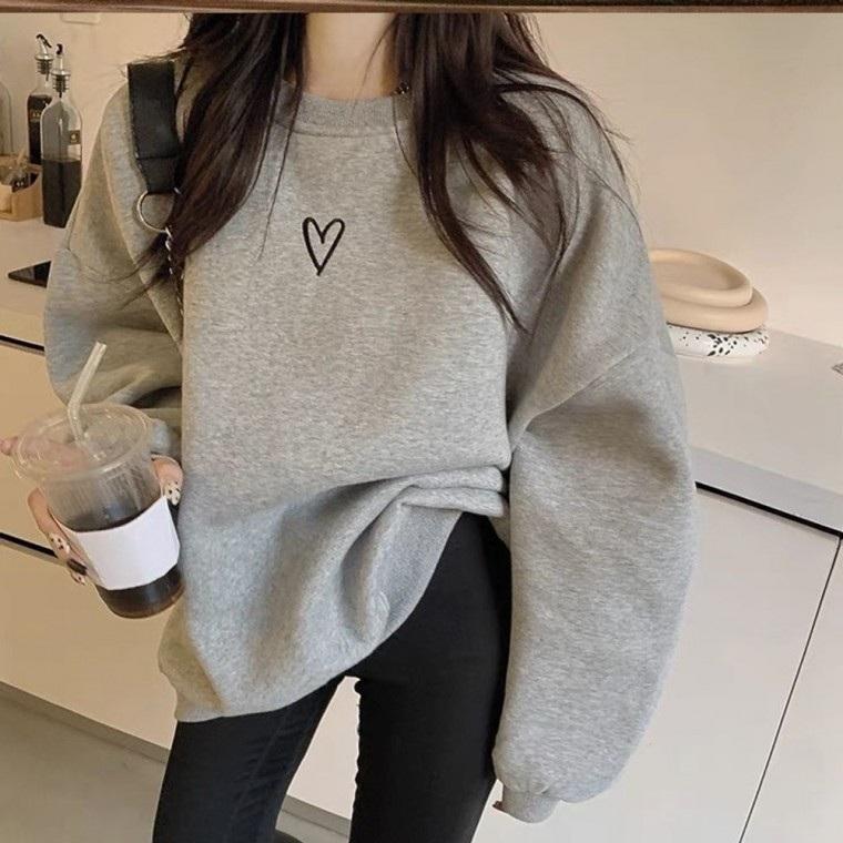 ハート レディース Tシャツ シンプル スウェット レディース トップス 長袖 Tシャツ