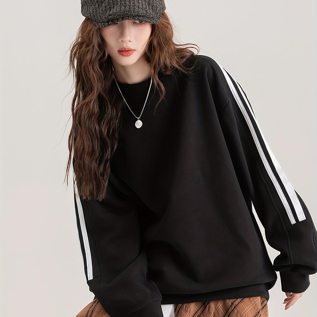 クルーネック カジュアル ミディ丈 シンプル スウェットシャツ トップス