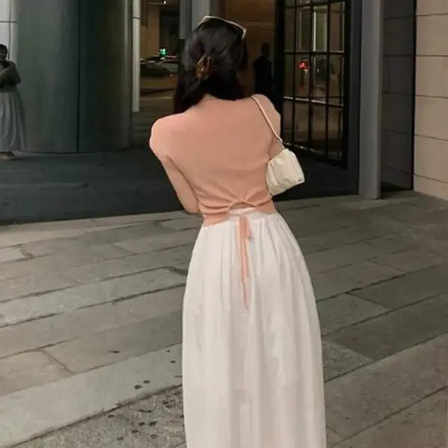 スリム マルチカラースタイル バンド トレンディ ニットトップ レディーストップス ファッションTシャツ レディーストップス デイリールック