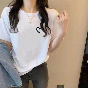 コットン ラウンド ハート チェリー 半袖Tシャツ コーデ 夏 レディース トップス リラックス