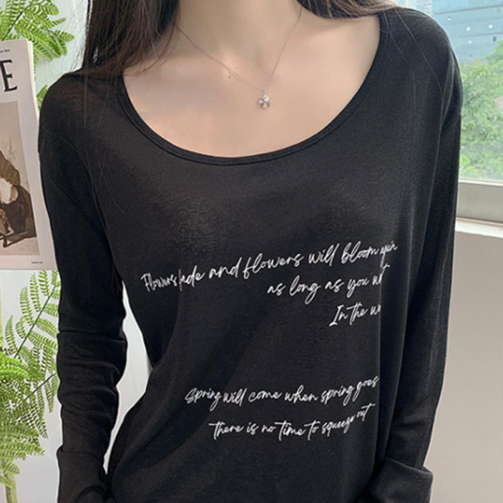 プリント ミニマル オールシーズン 長袖Tシャツ クラシック レディーストップス レディーストップス デイリールック