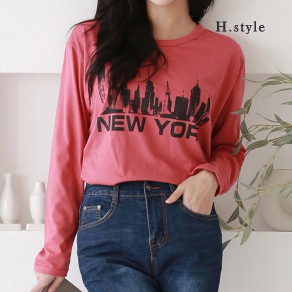 CC 絵柄 ニューヨークプリント ボックスTシャツ レディーストップス