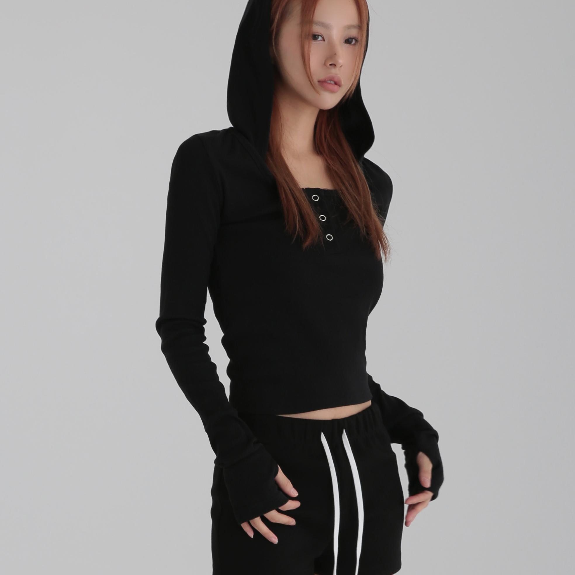 JAYBANZ (제이어반스) Like フーディー レディーストップス 長袖Tシャツ リブTシャツ ハンドウォーマー 無地