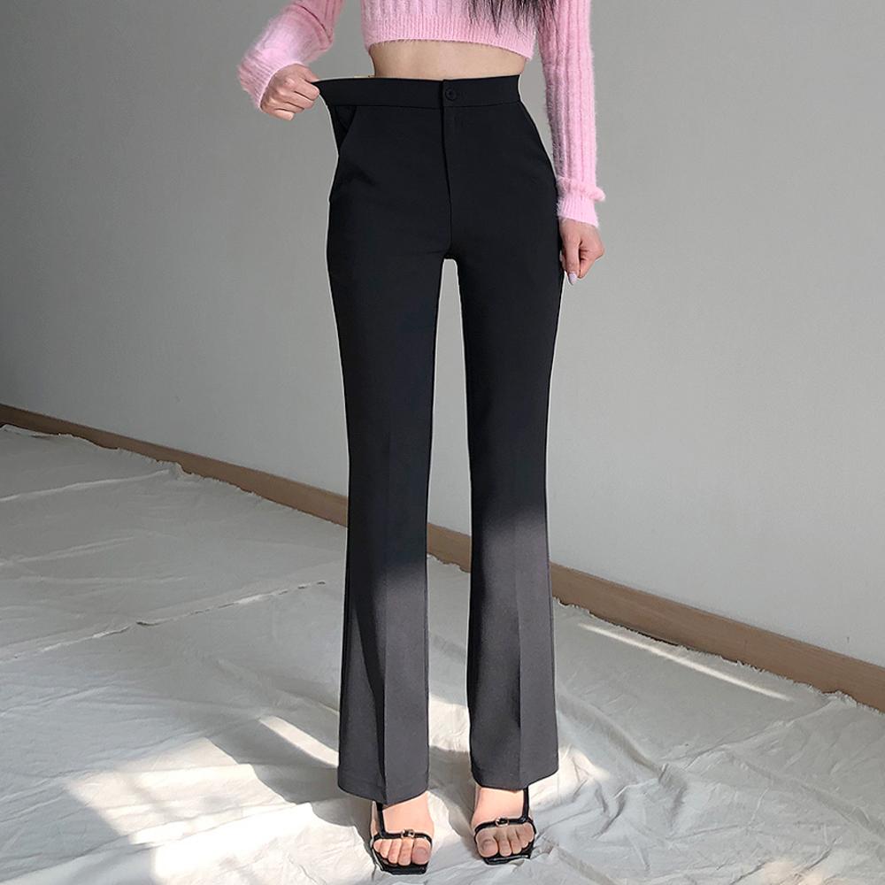 春 ウエスト バンディング ゴム ウエストゴム ストレッチ ブーツカット スラックス パンツ フレア スーツ パンツ