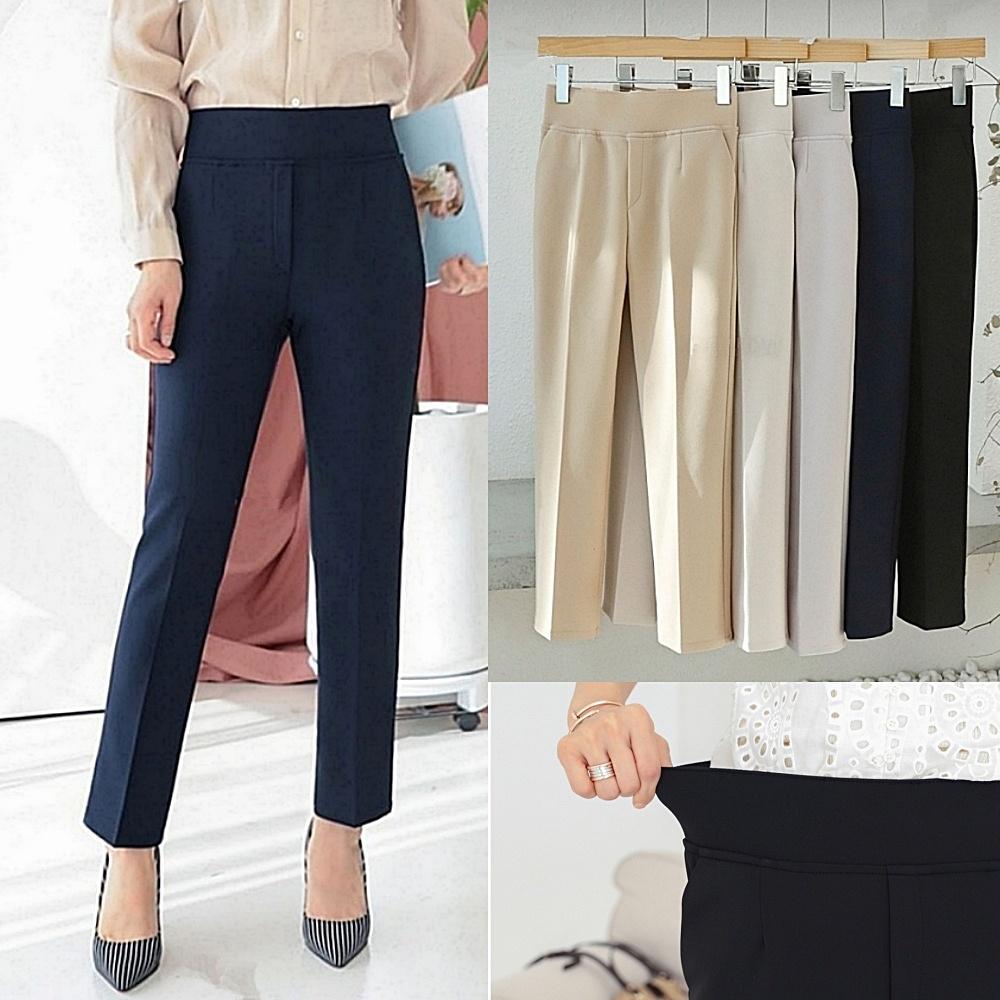 最強ストレッチ ストレート バンディングスラックス レディーススラックス ビッグサイズ 9分丈 10分丈 低身長さん向けパンツ 春 冬 裏起毛