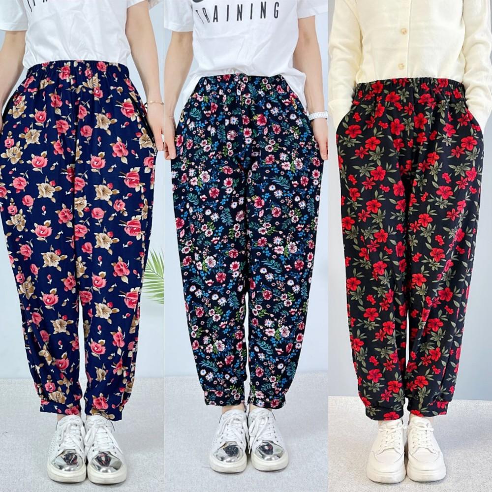 花柄 ストレート もんぺパンツ ビッグサイズ 春 冬ミンク 起毛ゴムパンツ おばあちゃん ママ 田舎風 もんぺ 作業服