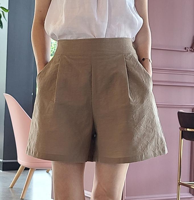 アリの足みたいに見える レディース リネン ショートパンツ パンツ ギャザー 夏パンツ ビッグサイズ スラックス 5分丈