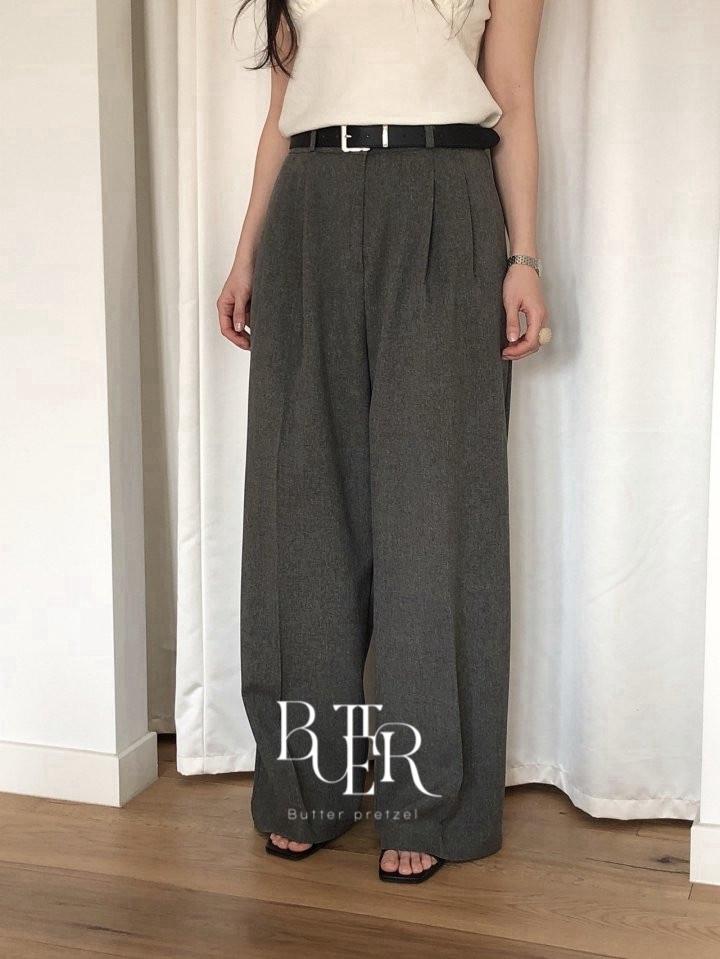 ルバター レナード ワイドスラックス ウール混 2タック ハイウエスト ロングワイドパンツ 2color