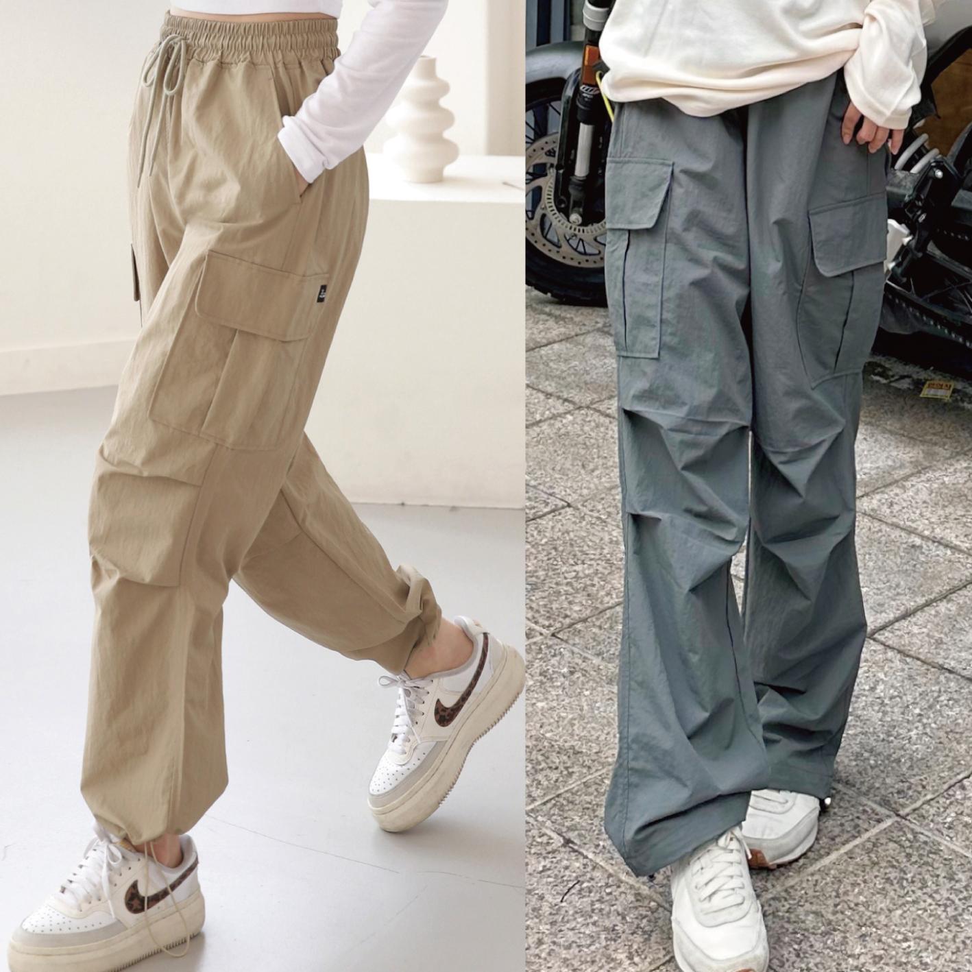 レディース カーゴパンツ ワイド ジョガー ストリング シャリ感 カーゴ バミューダパンツ