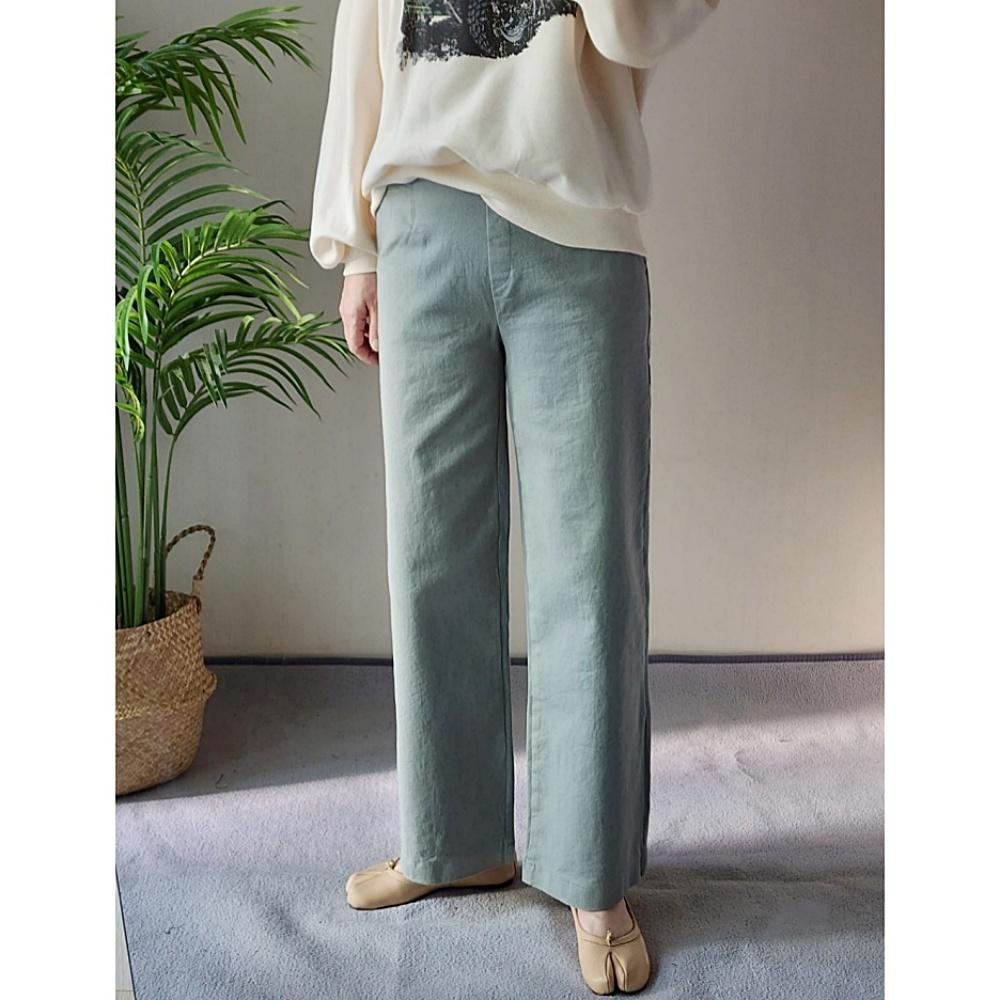 デイリー バンド付き ワイドパンツ 春 ストレート ワイドパンツ ビッグサイズ レディース コットンワイドパンツ ベージュ ホワイト