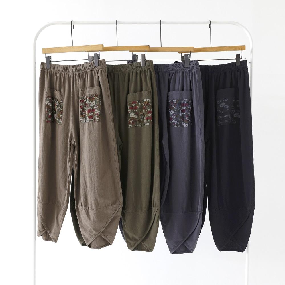 夏 コットン レディース 花柄 ポケット 快適 アラジン もんぺ バルーンパンツ