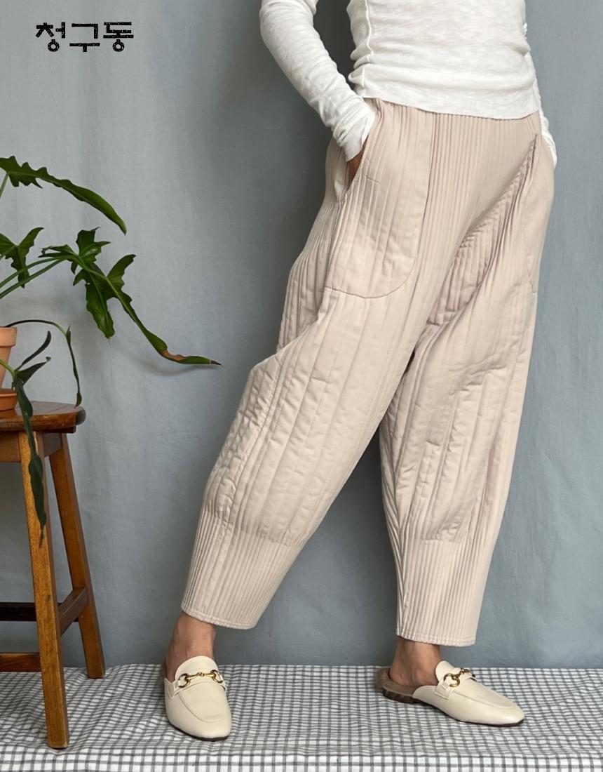 プリーツパンツ キルティングパンツ バルーン キルティング キルティングステッチ レディース 厚手 冬 ペグトップパンツ
