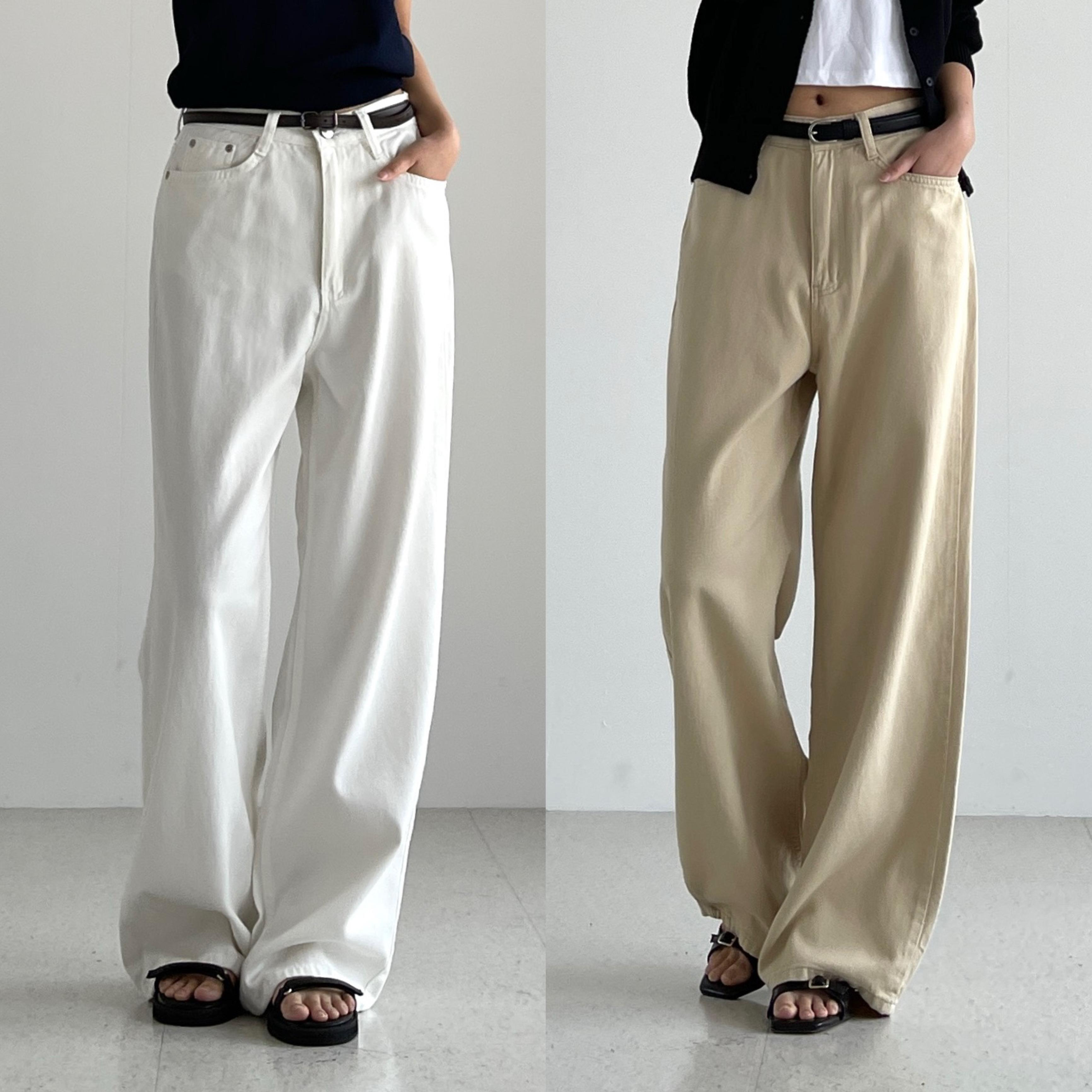 ホワイトパンツ レディース コットンパンツ ゆったり ワイドパンツ 春 ホワイト ブラック オーラジーンズ ソフトモダールコットンパンツ