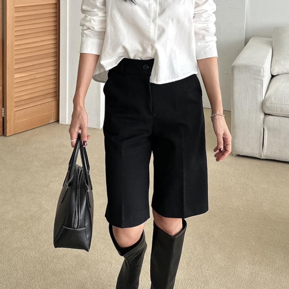 ウール ショートパンツ バミューダパンツ 5分丈 裏起毛 冬 レディース スーツ スラックス ショートパンツ