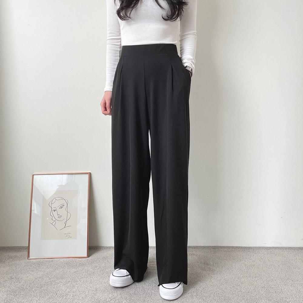 タック入り ストレッチ 楽ちん ワイドパンツ ハイウエスト ワイドパンツ 春夏秋