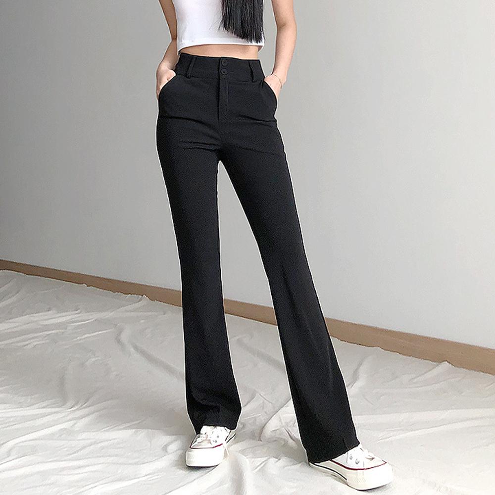 とろみ ロング ブーツカット スラックス パンツ フレアパンツ