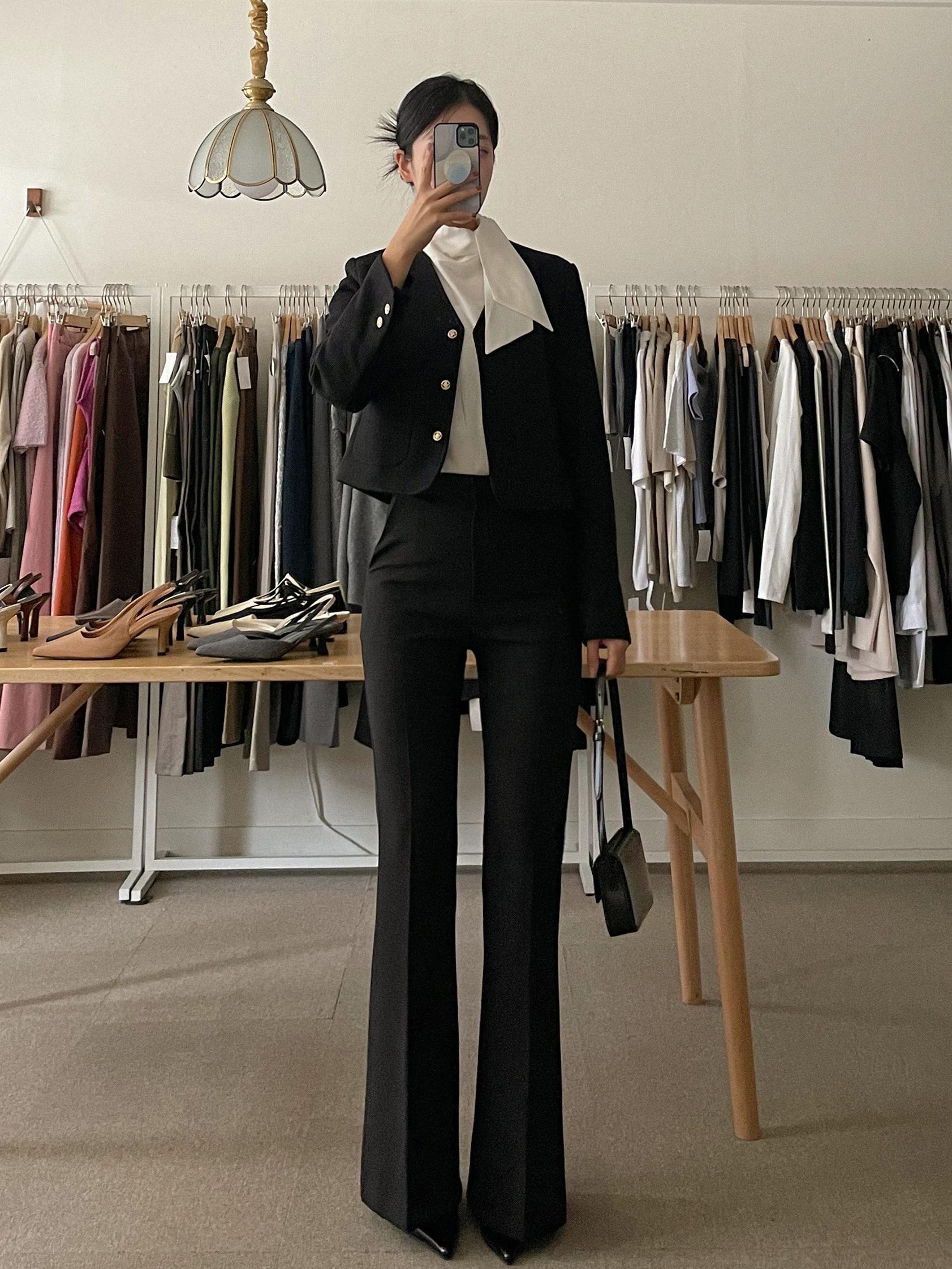 【当日発送】モレン マキシ ロング スリムフィット セミブーツカット スラックス（4カラー）