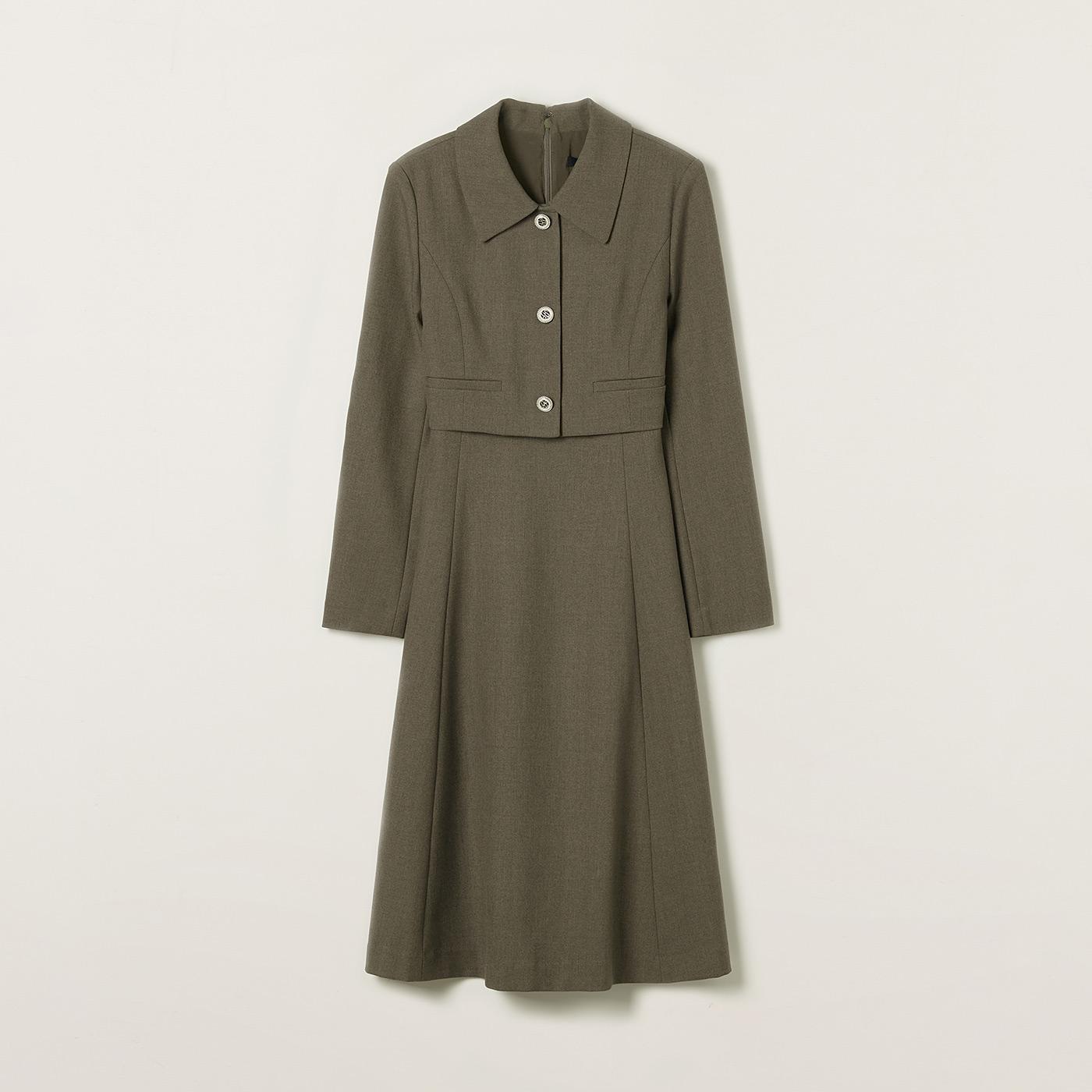 로엠 (ROEM) 衿付き 2IN1 ロング ワンピース RMOWF11ST3