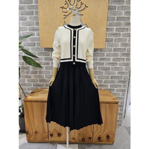 RECOB ニットコンビ プリーツワンピース lc41f3op001x