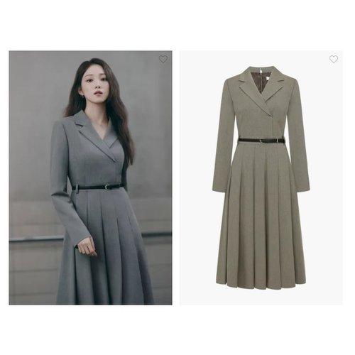 ライン ベルテッド プリーツ ワンピース NWOPPJ0200