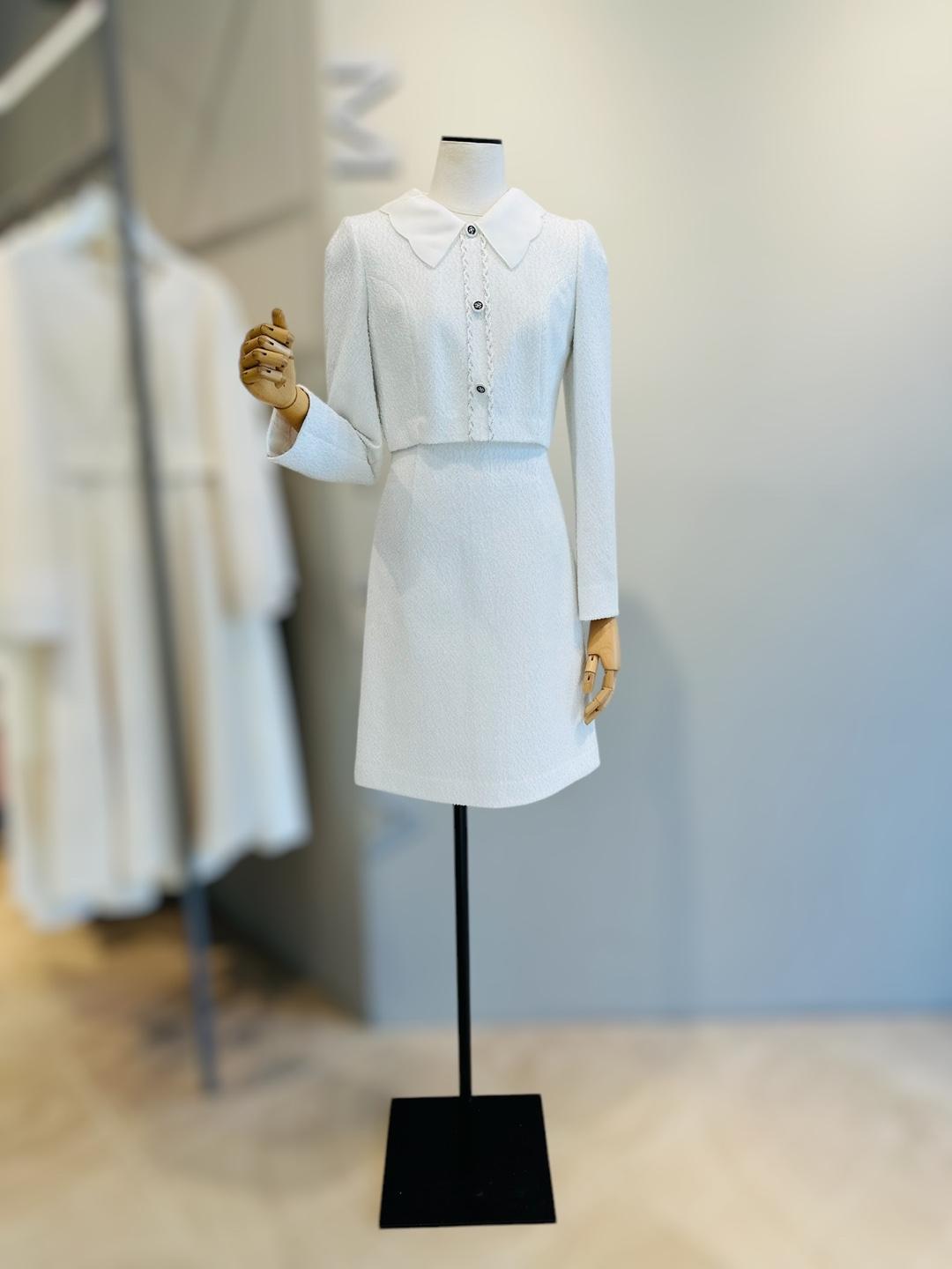 잇미샤 (MICHAA) 刺繍ネックカラー ツイードワンピース ITN9WOP610