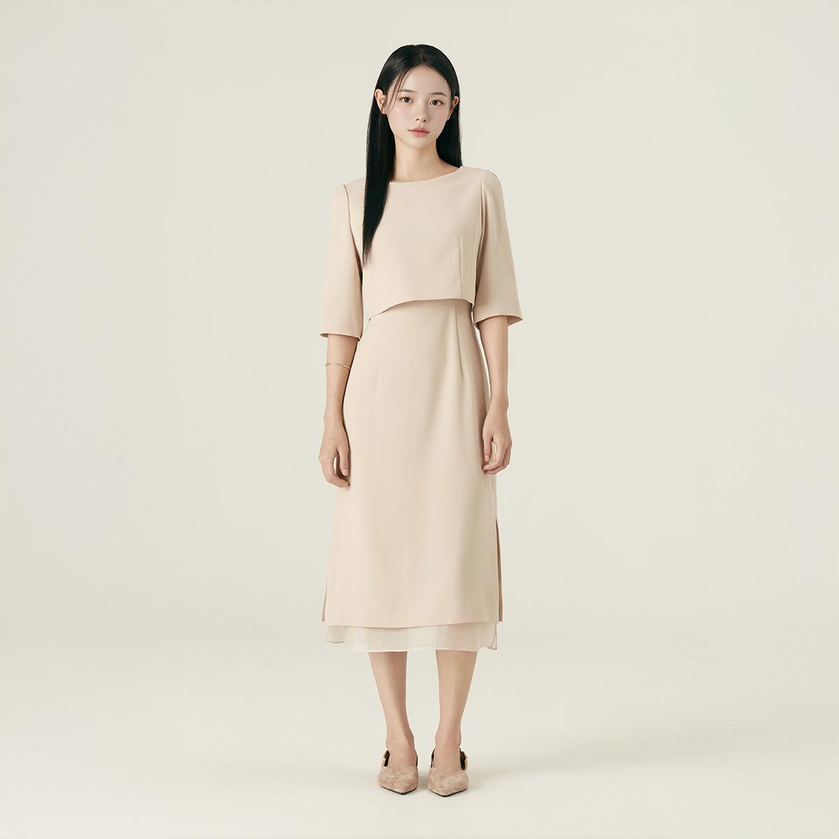 ROEM (로엠) ボートネック 2in1 ロングワンピース RMOWF4TST1