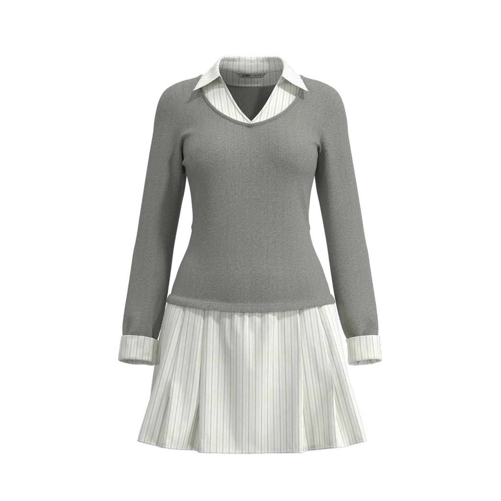 MIXXO シャツ レイヤード ワンピース