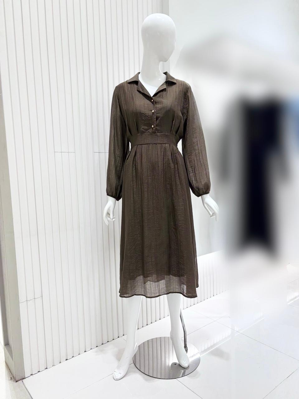 OLIVEDESOLIVE ウエストゴム カラー シフォン ワンピース YW5AO205