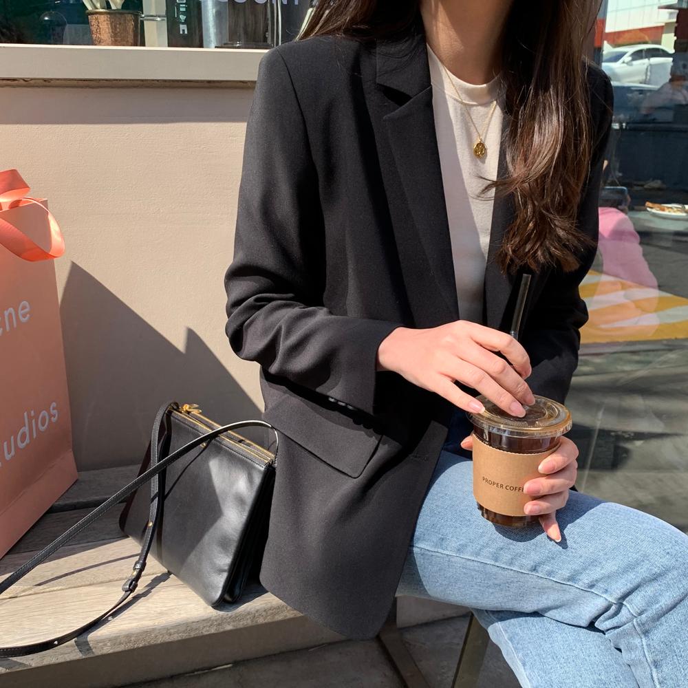 シングル オーバーフィット テイラード レディース ジャケット ブレザー 季節の変わり目 女性用 春 ジャケット ブラック 結婚式 パーティーゲストルック