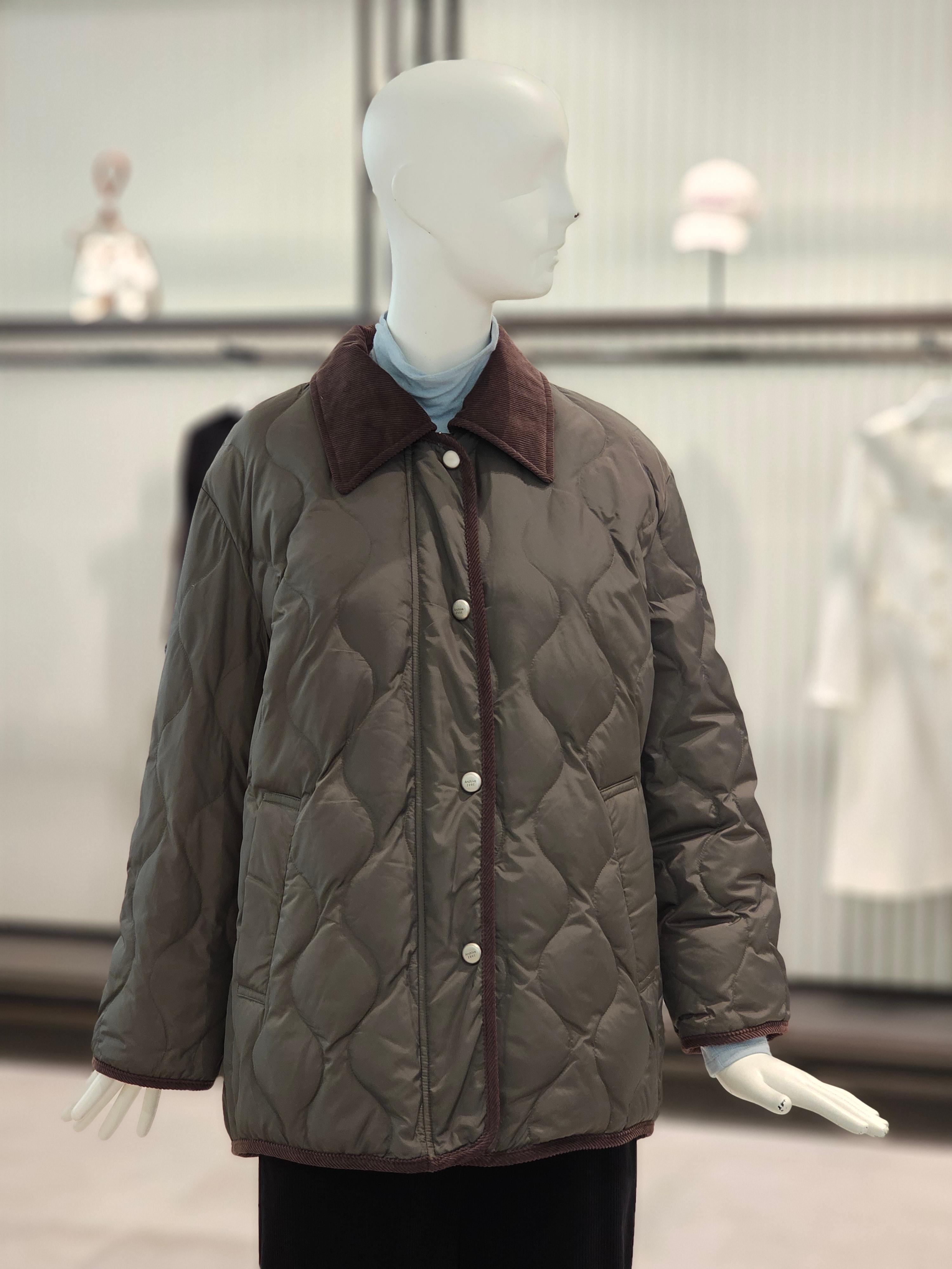 ZOOC コーデュロイ配色キルティング 軽量グースダウンパディング V254PSG940