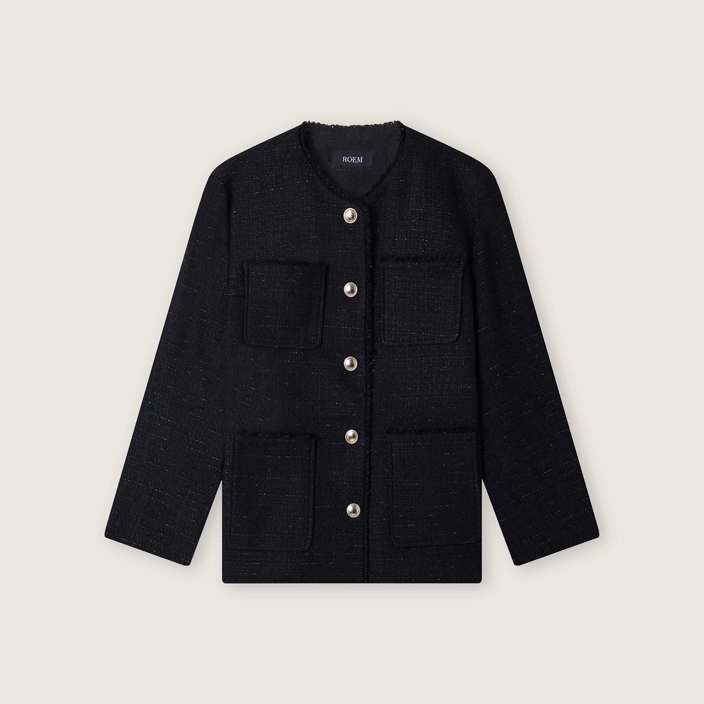 ROEM ミディツイードジャケット RMJKF4TS51