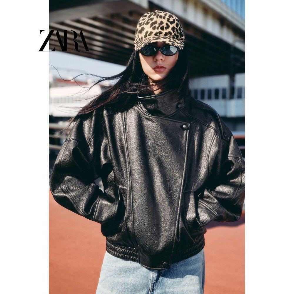 ZARA（ザラ）TRF ハイネック レザージャンパー 4391 872 4391872 800 ブラック XS (160/80A)