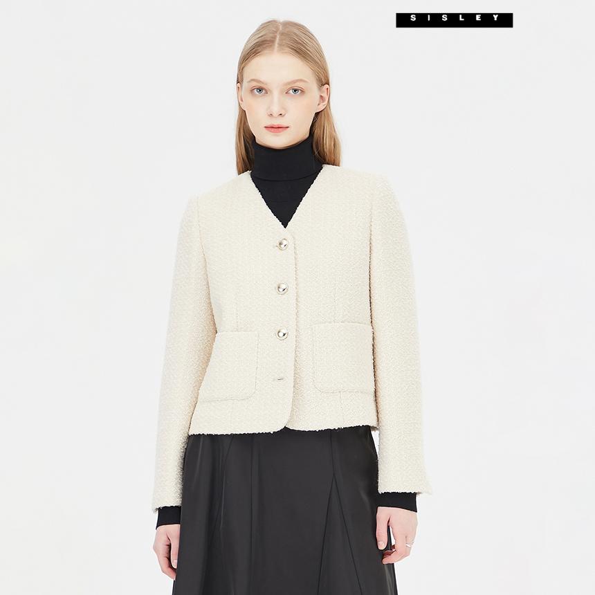 SISLEY（シズリー）Vネックツイードジャケット SAJKA35111030669