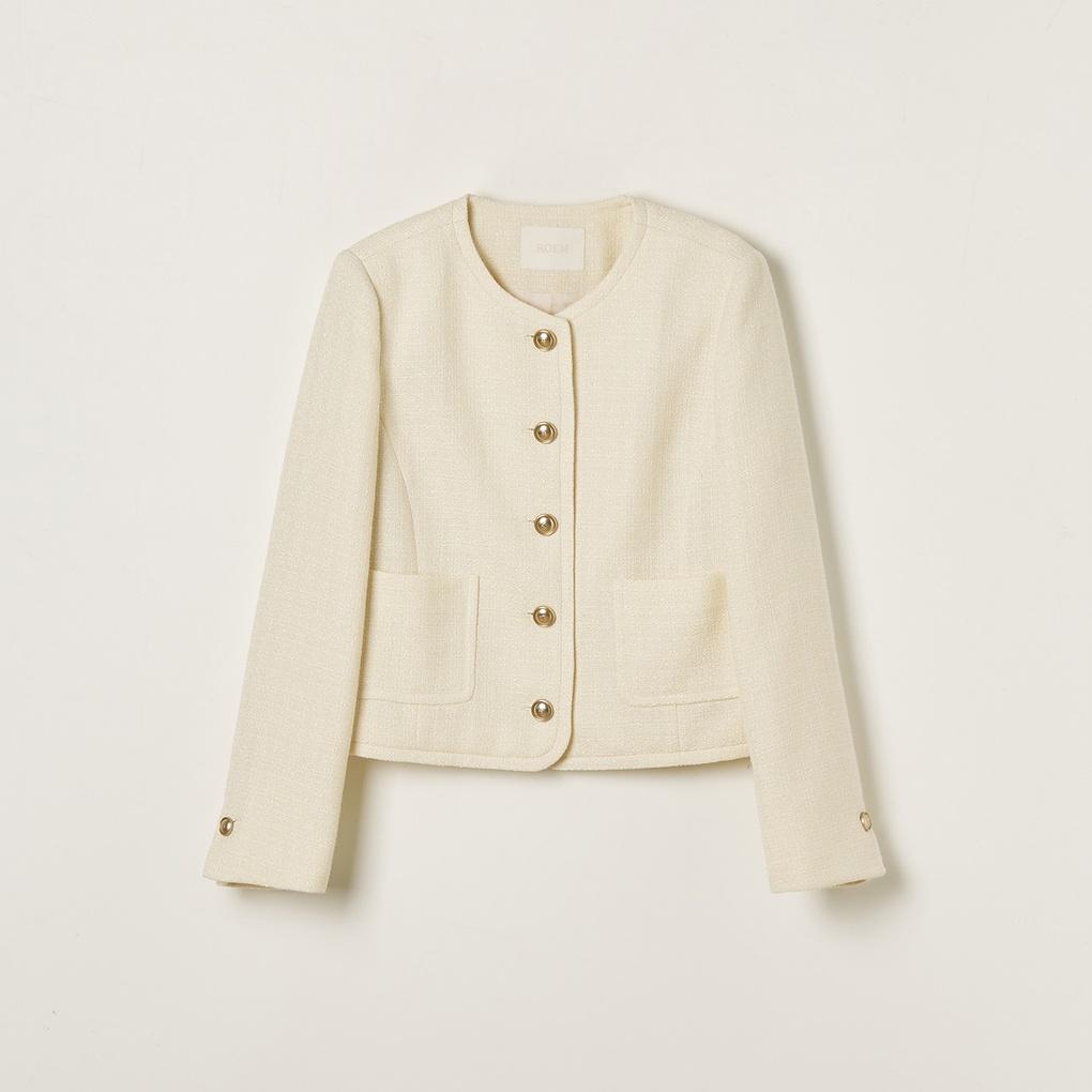 ROEM ラウンド ツイード ジャケット RMJKF23S99