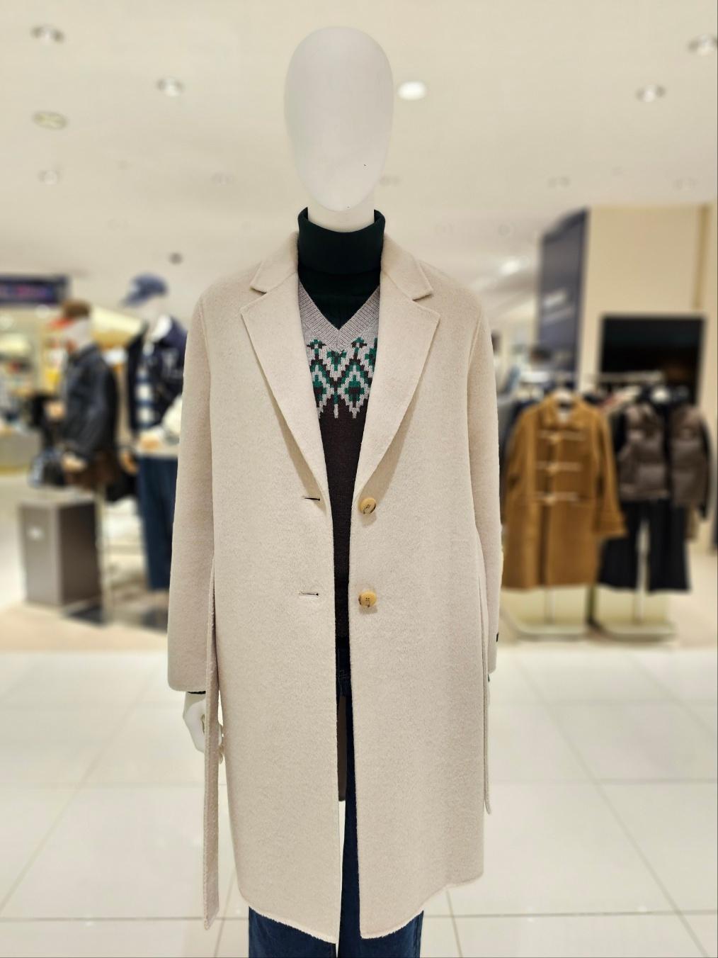 SOUP ベルト付き ウール混 シングルハーフコート SBAHC90