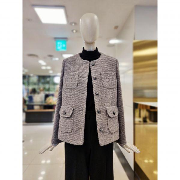 CC Collect ノーカーラー アルパカ混 ツイード ウールジャケット E254MSF136