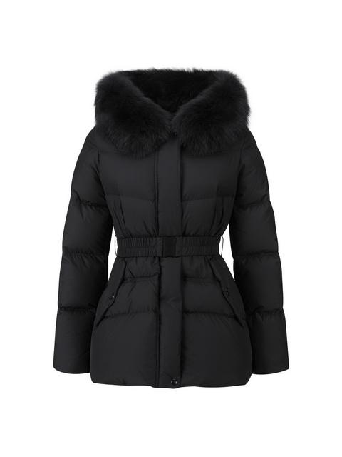 ZOOC フォックスファーフード ベルト付き スリムハーフ グースダウン V254PSG936