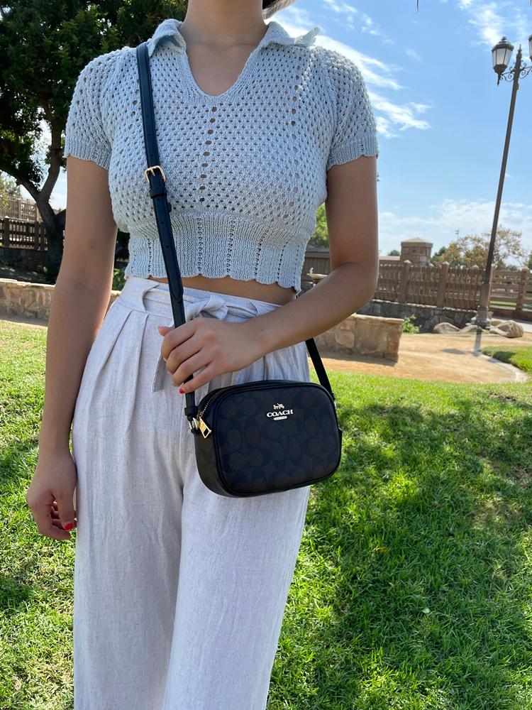 [アメリカアウトレット] コーチ ジェイミー シグネチャーレザー ミニカメラ クロスボディバッグ