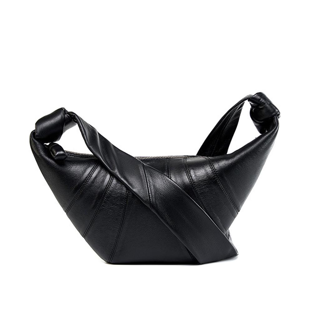 ミニマル ラムスキン クロワッサンバッグ / 羊革 半月型 デイリー 旅行用 クロスボディバッグ / バムバッグ / ヨーロッパ旅行 / スモール、ミディアム、ラージ