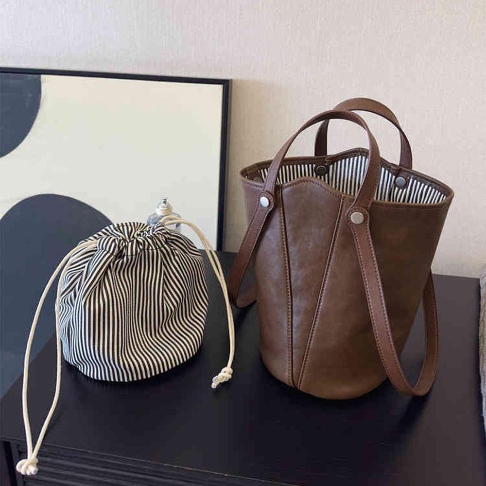 ZARA (ザラ) バケットバッグ ショルダーバッグ ショッパーバッグ 大容量バッグ レディース レザーバッグ デイリー レディース ブラウン