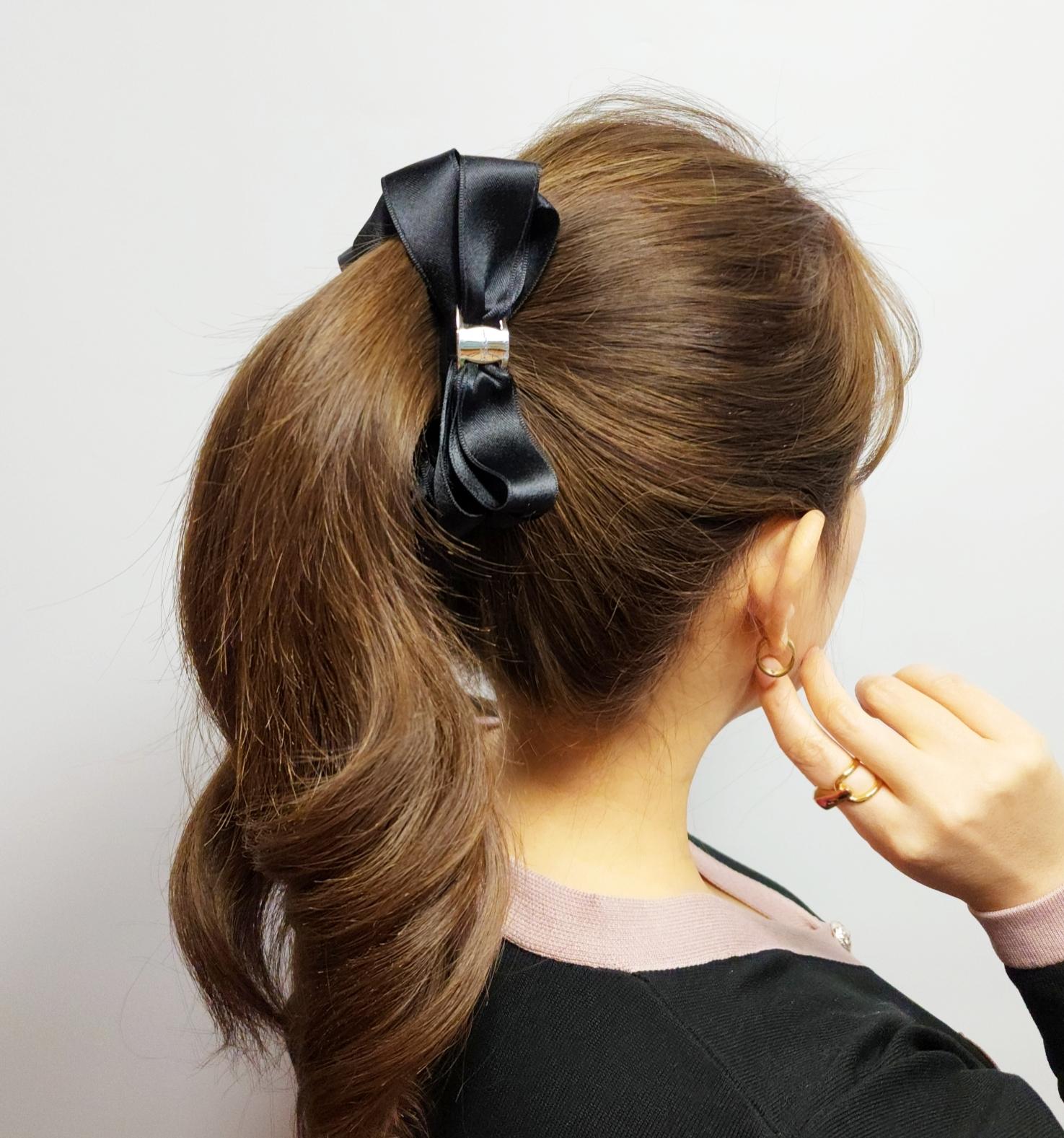 8カラー バックル 両側 ビッグリボン バナナヘアクリップ バンスクリップ