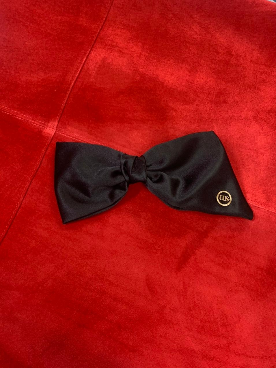 [当日配送] UNDERSON アンダーソン ベルベット リボン ロゴタブ ヘアピン