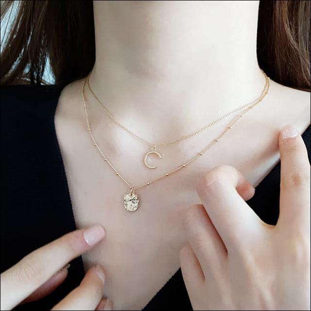二連 ネックレス ペンダント レイヤード ラグジュアリー デイリー 高級スタイル レディースアクセサリー ネックレス 170