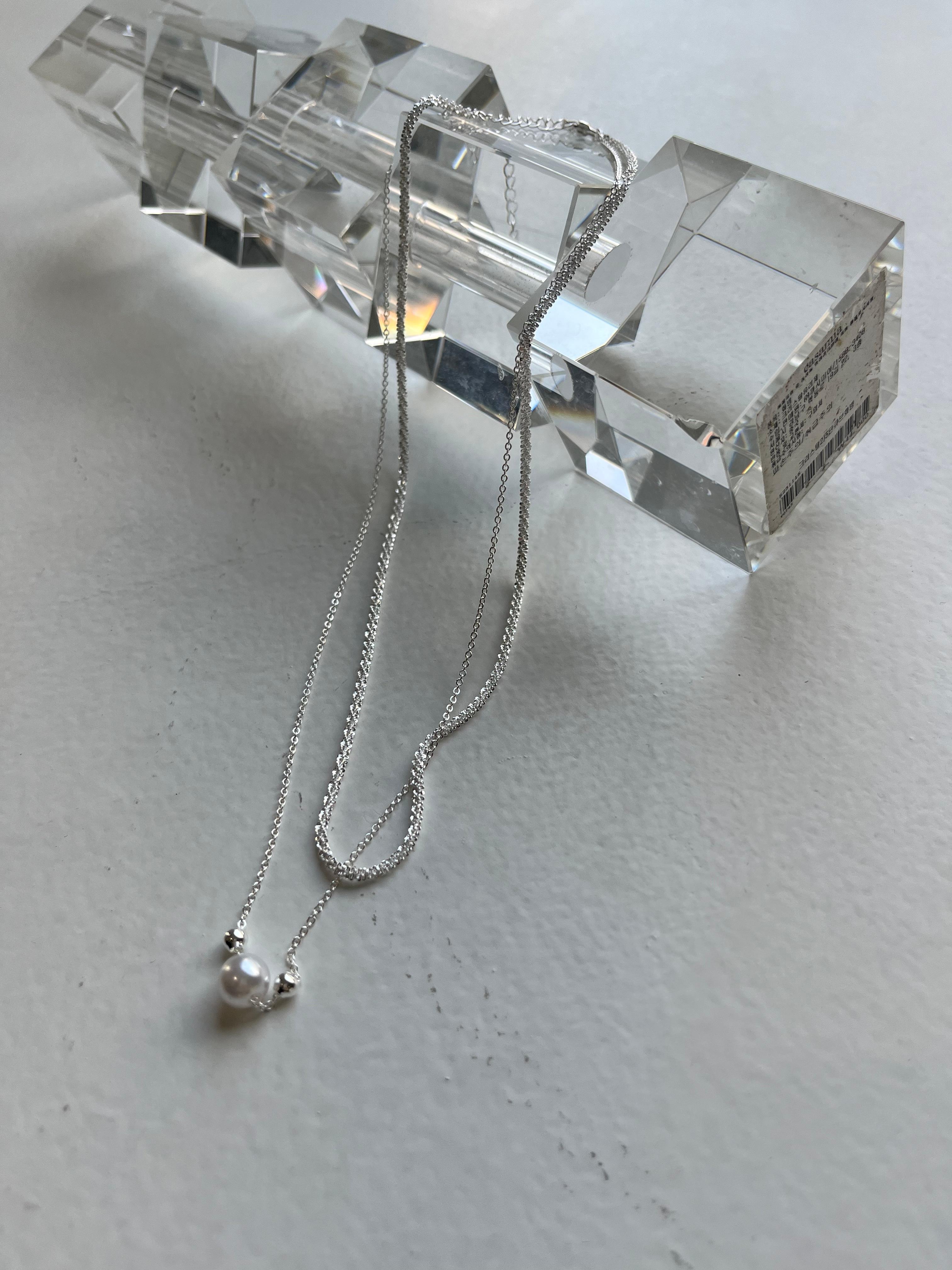 パールダブルネックレス レディース ポイントアクセサリーアイテム クリスタルパールネックレス