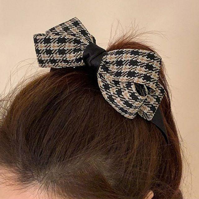 レディース 秋 冬 ポニーテール チェック バナナピン ヘアピン