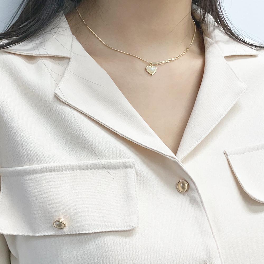 [ハイティーン] オーロラハート ゴールドチェーンネックレス / オールシーズン y2k ヒップなアクセサリー 定番アイテム デイリールック