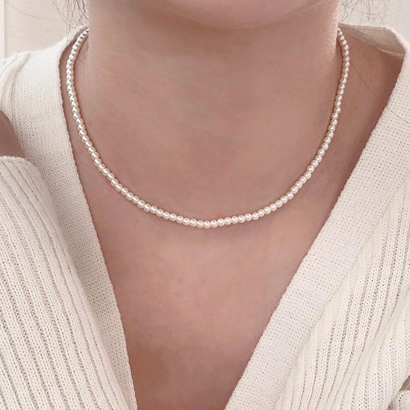 [送料無料] ミニ ベーシック パール レイヤード ネックレス