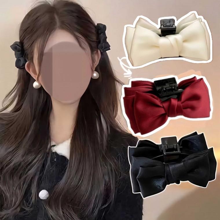 リボンバレッタ レディース デイリーファッション ヘアピン リボンポイント ヘアアクセサリー