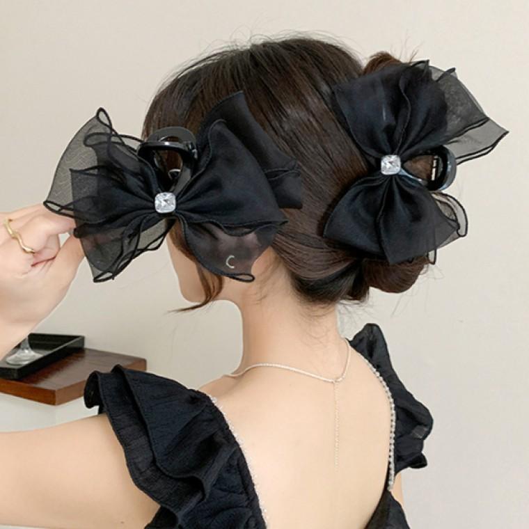 オーガンジーリボンバレッタ レディース デイリーファッション ヘアピン 特別なポイントアクセサリーアイテム